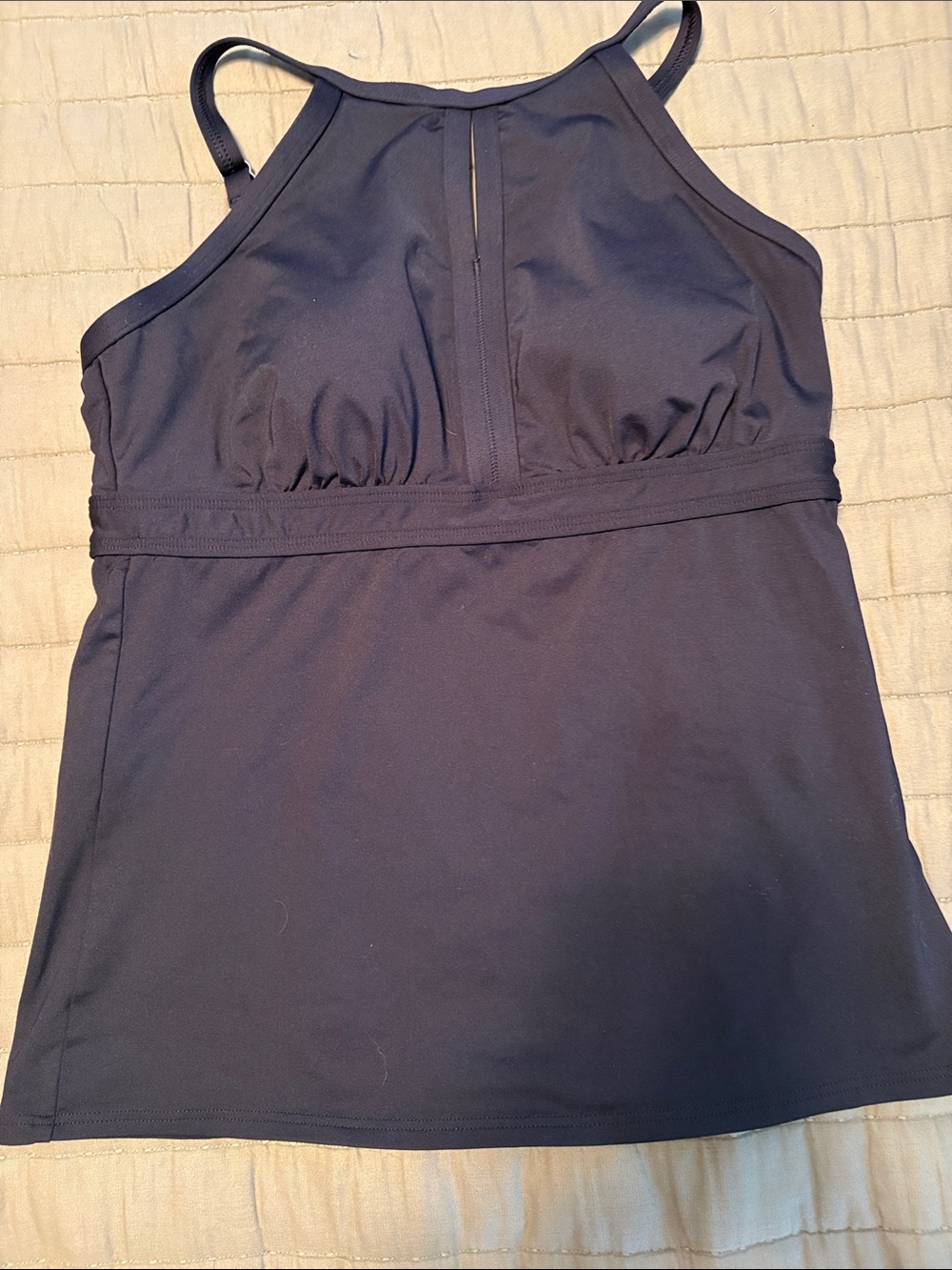 Lands' End Navy High Neck Swim Tank